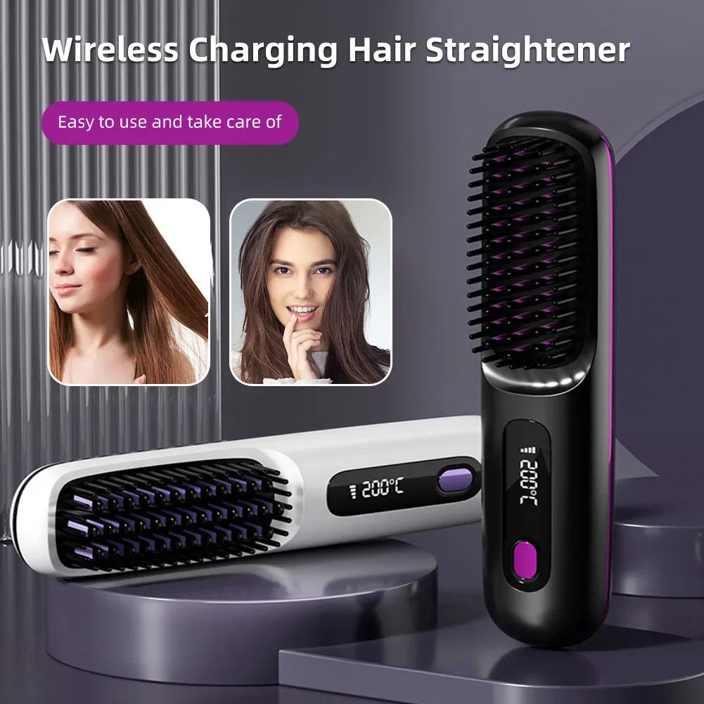 Smooth Hair Anywhere — The Wireless Ceramic Straightening Brush You’ll Love!