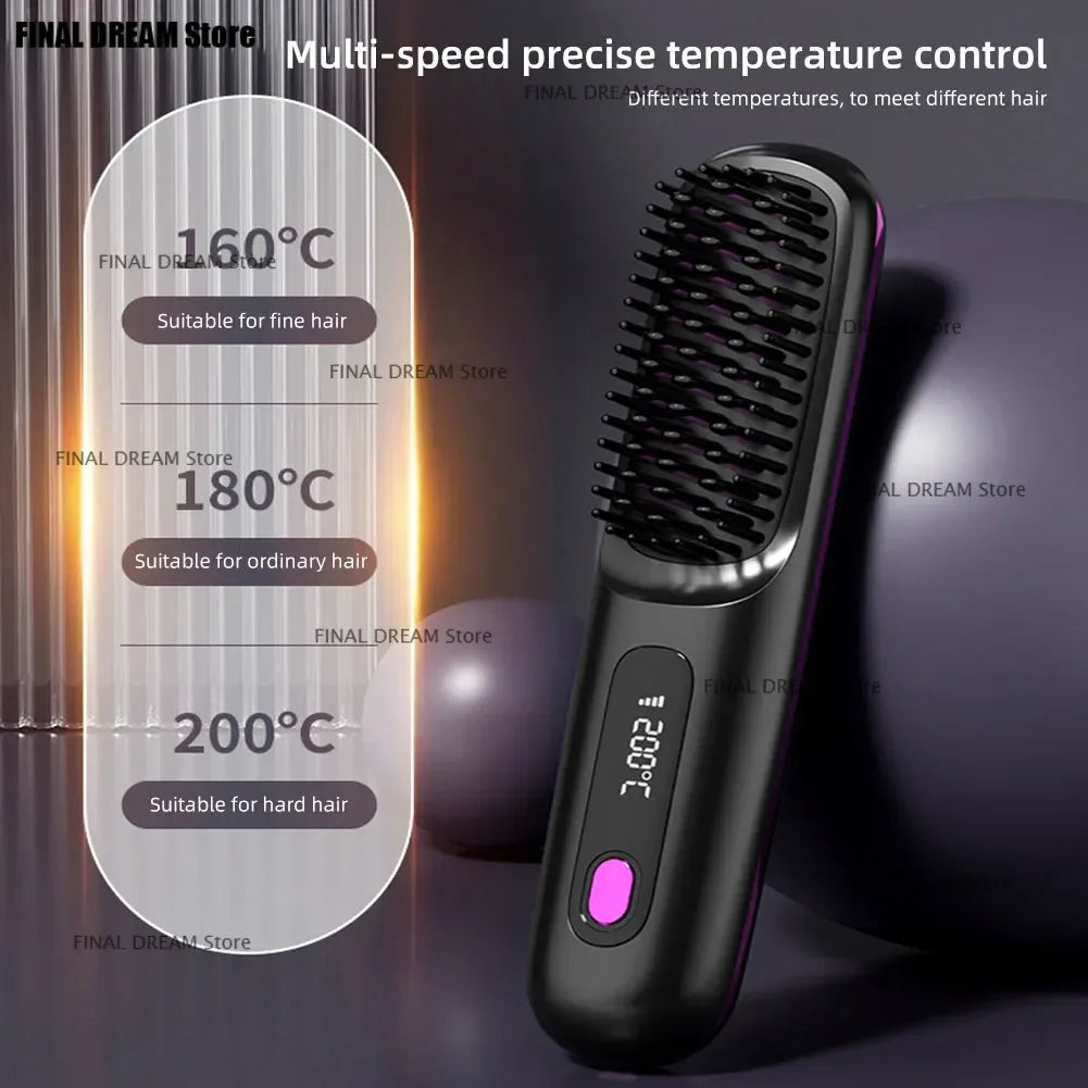 Smooth Hair Anywhere — The Wireless Ceramic Straightening Brush You’ll Love!