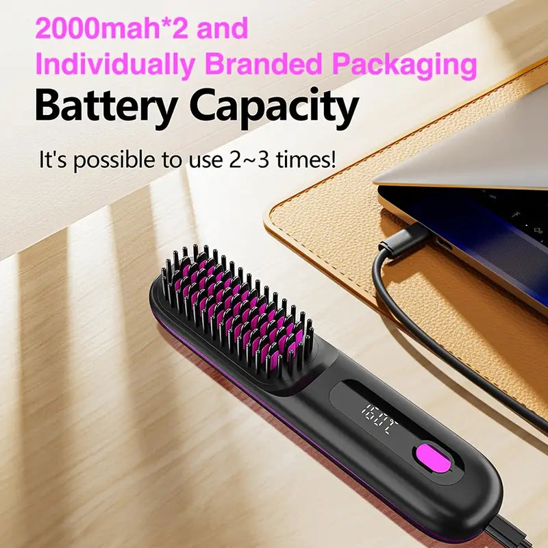 Smooth Hair Anywhere — The Wireless Ceramic Straightening Brush You’ll Love!