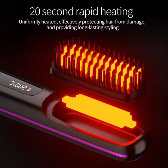 Smooth Hair Anywhere — The Wireless Ceramic Straightening Brush You’ll Love!