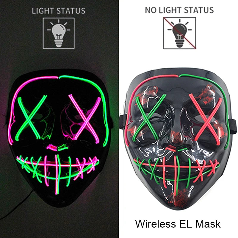Halloween Neon LED Mask – Party, Cosplay & Fun