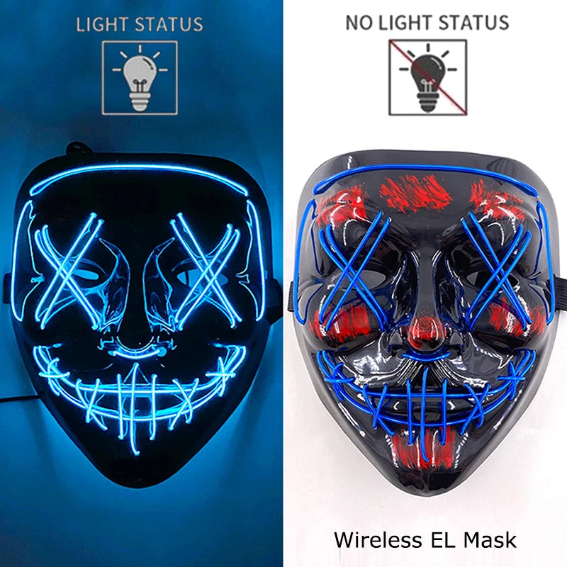Halloween Neon LED Mask – Party, Cosplay & Fun