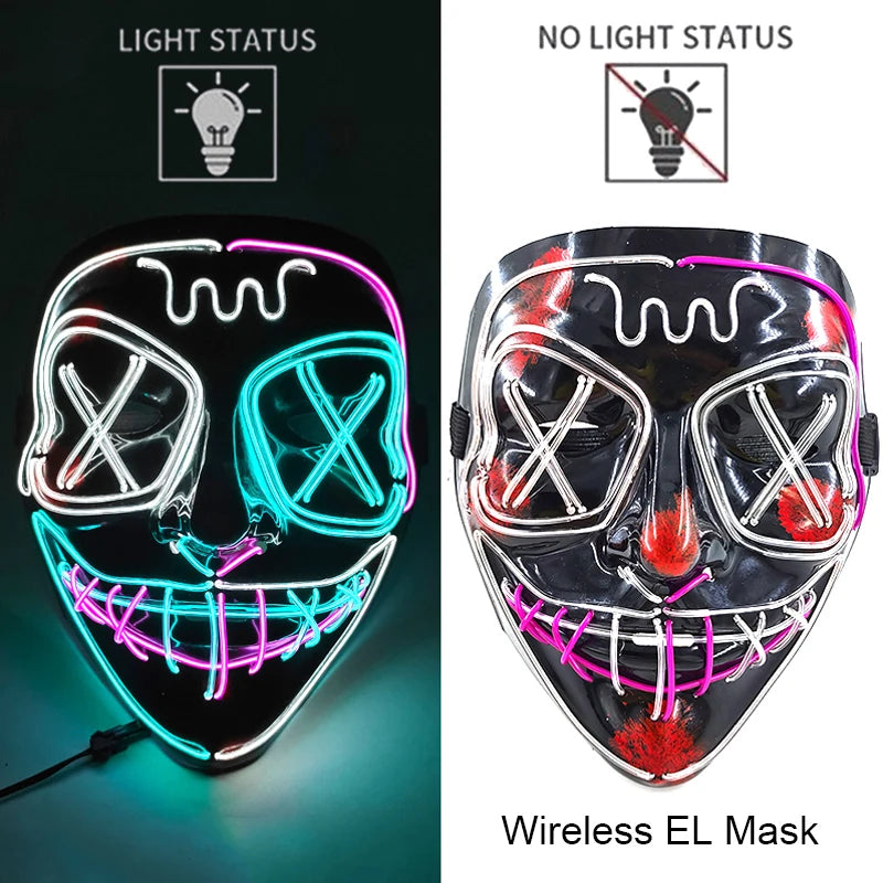 Halloween Neon LED Mask – Party, Cosplay & Fun