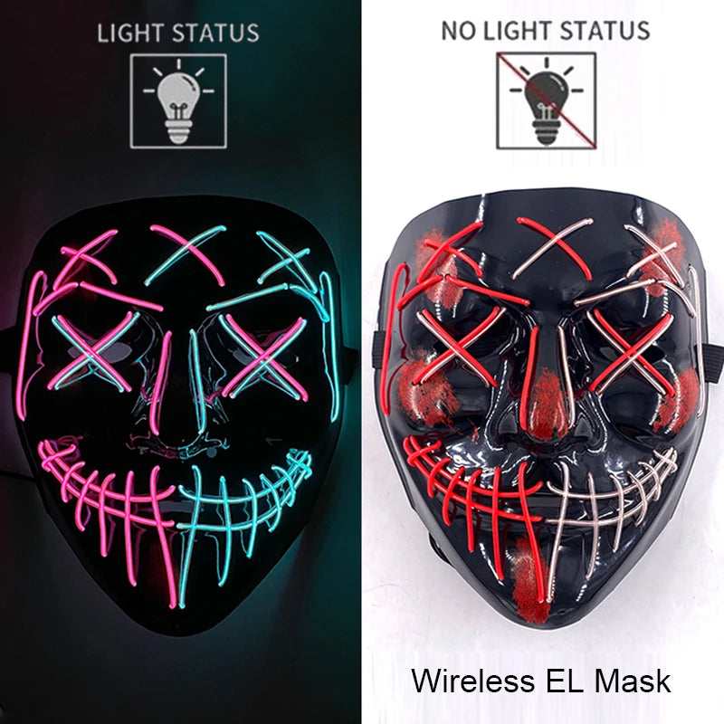 Halloween Neon LED Mask – Party, Cosplay & Fun