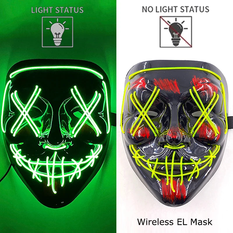 Halloween Neon LED Mask – Party, Cosplay & Fun