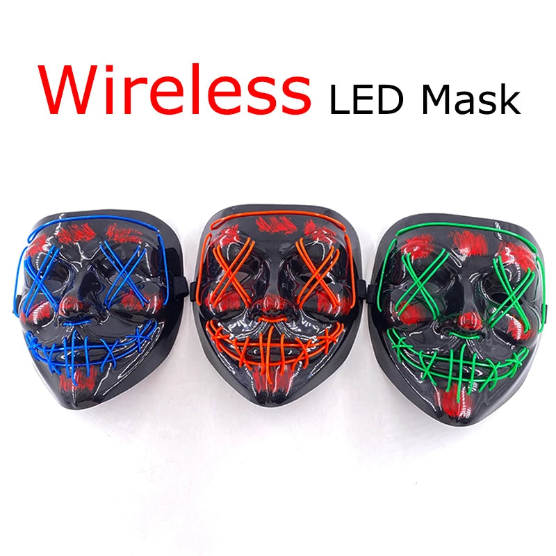 Halloween Neon LED Mask – Party, Cosplay & Fun