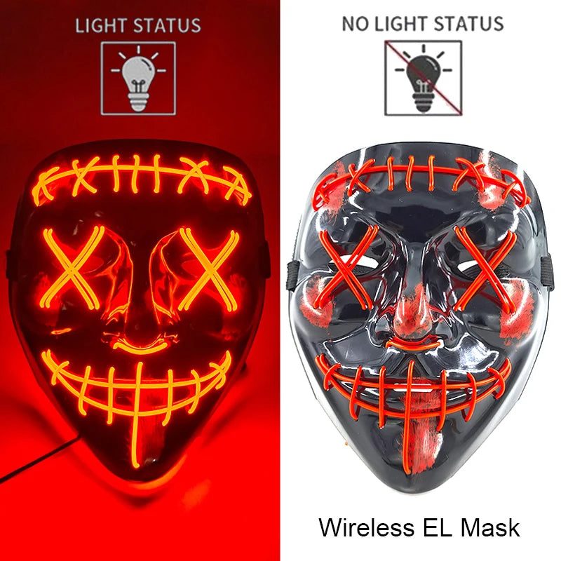 Halloween Neon LED Mask – Party, Cosplay & Fun