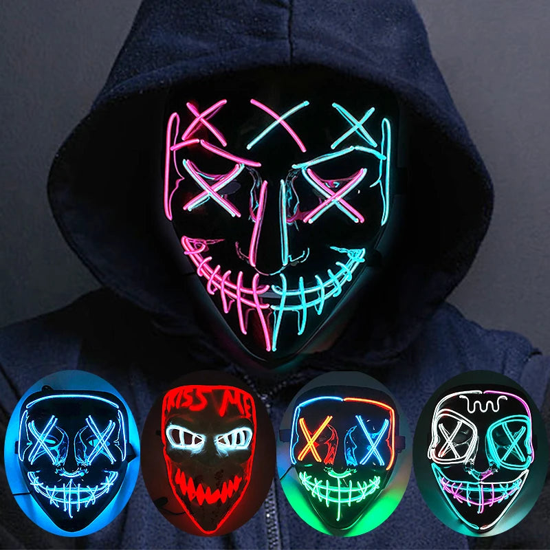Halloween Neon LED Mask – Party, Cosplay & Fun