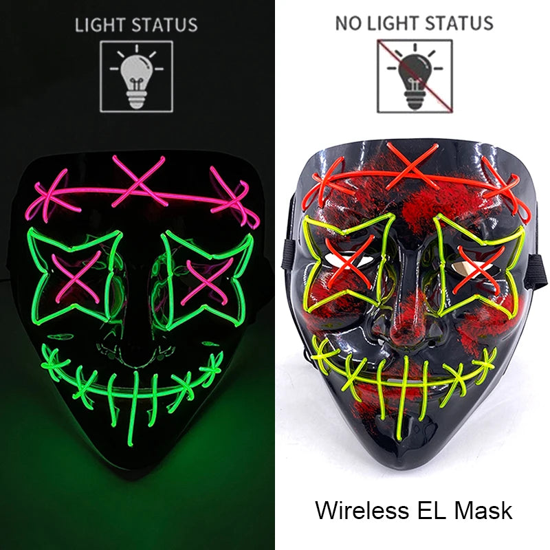 Halloween Neon LED Mask – Party, Cosplay & Fun