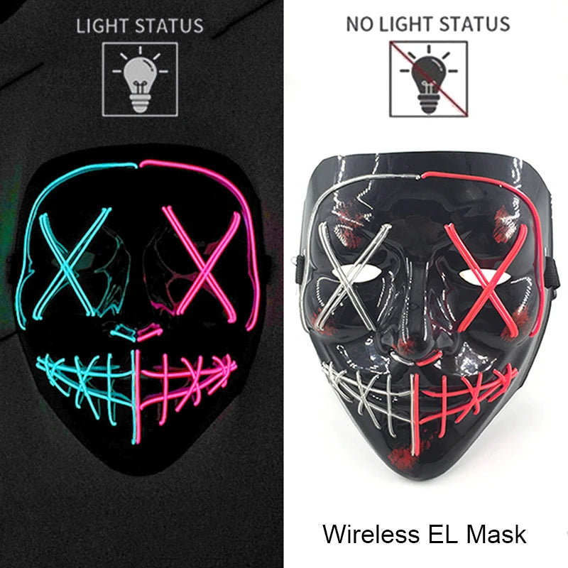 Halloween Neon LED Mask – Party, Cosplay & Fun