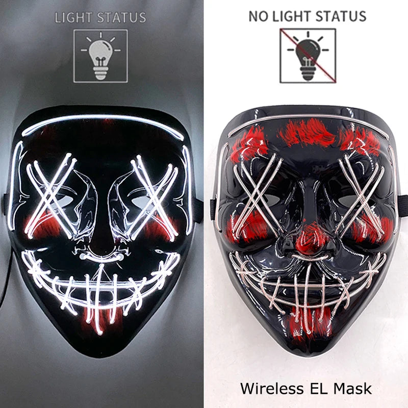 Halloween Neon LED Mask – Party, Cosplay & Fun