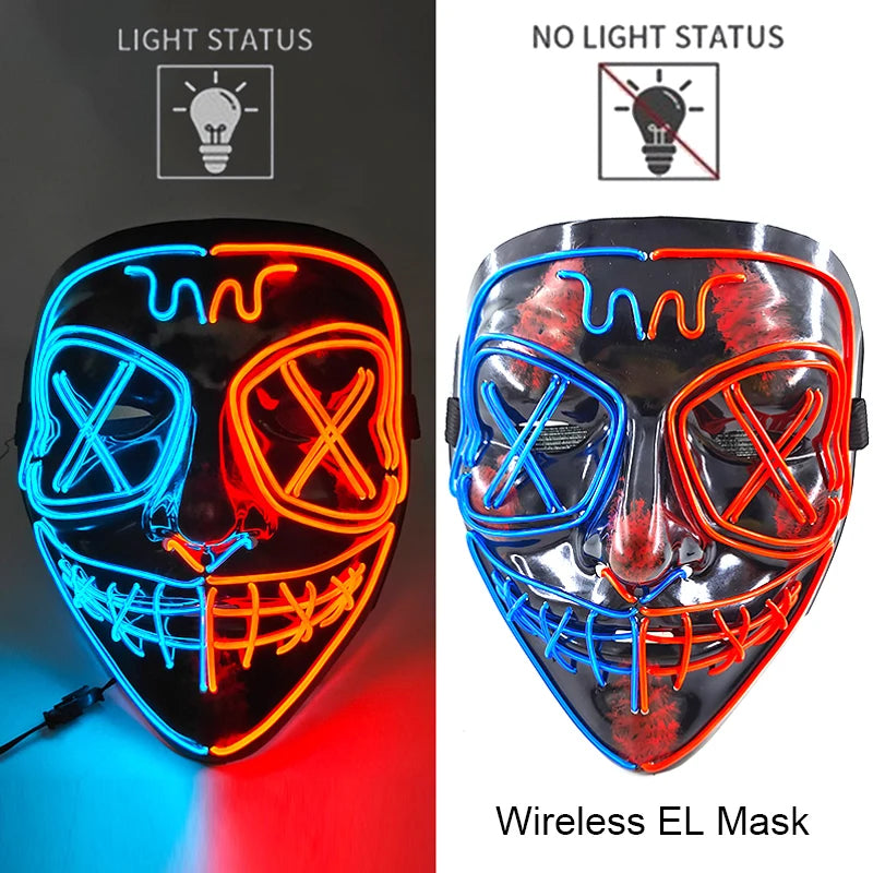 Halloween Neon LED Mask – Party, Cosplay & Fun